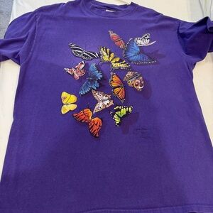 Wild Cotton Purple Butterfly T-shirt Sz XL Adult